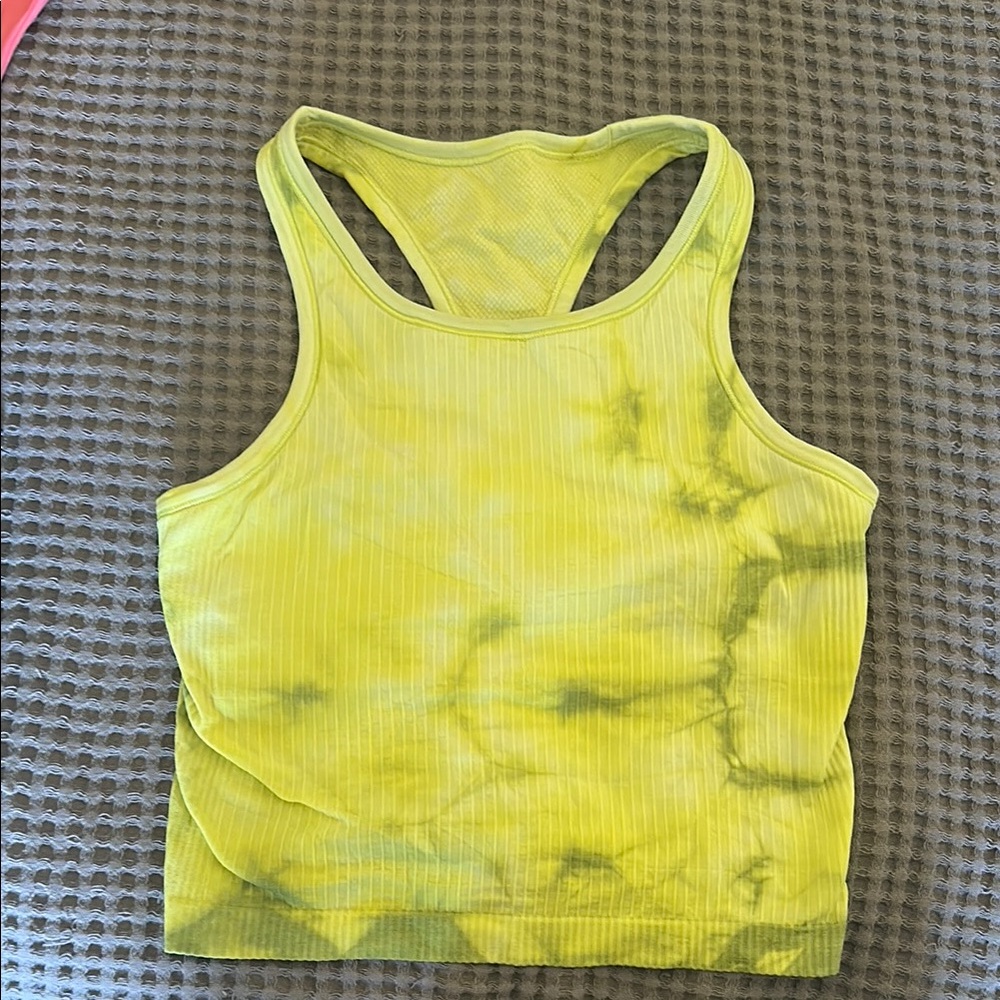 Lululemon Athletica Yellow Ribbed Crop Tank Top